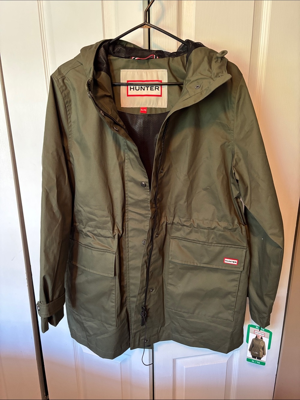 Hunter Olive Hooded Women's Raincoat